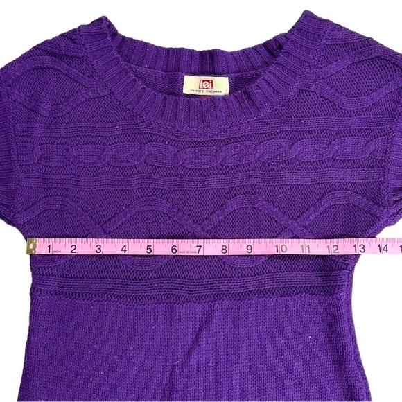 l.e.i. Size small vintage purple sweater mini dress short sleeve cute design - Picture 5 of 8